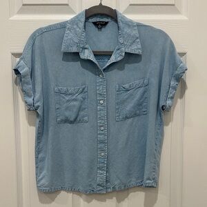 Light Blue Chambray Denim Button-Up Shirt